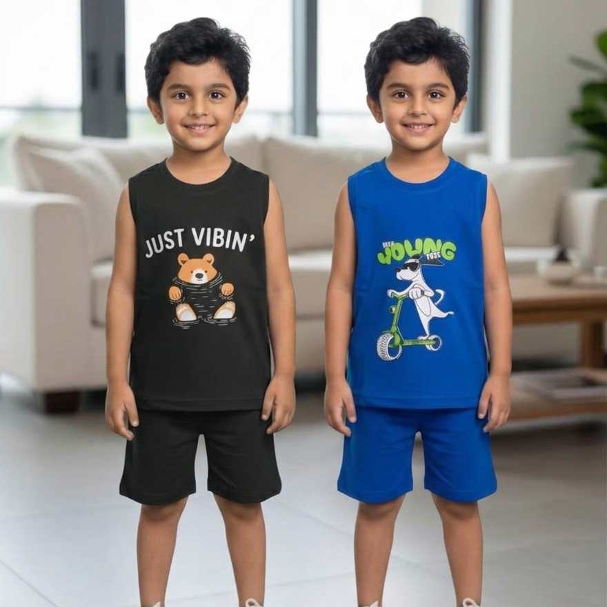 Cotton Sleeveless Combo pack of 2 ( black & blue )