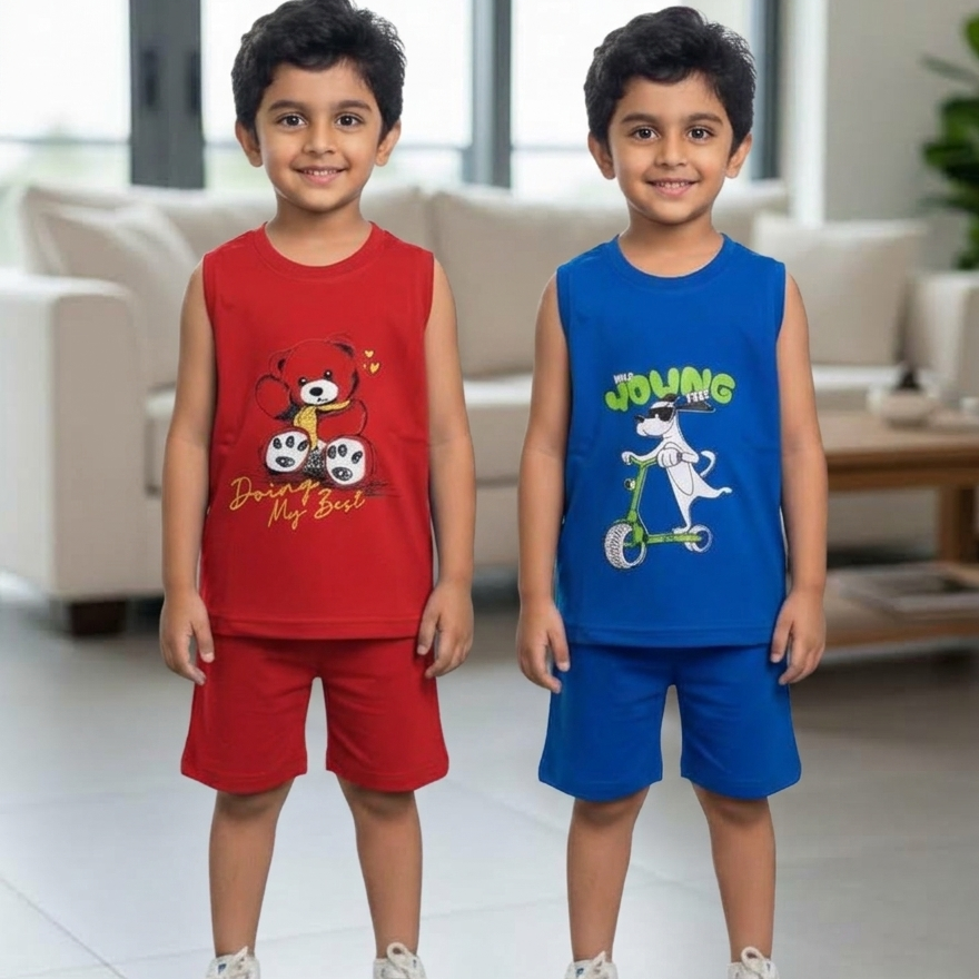 Cotton Sleeveless Combo pack of 2 ( red and blue )
