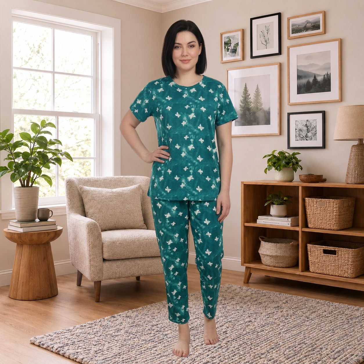 Teal Tie-Dye Star Print Women’s Co-Ord Set