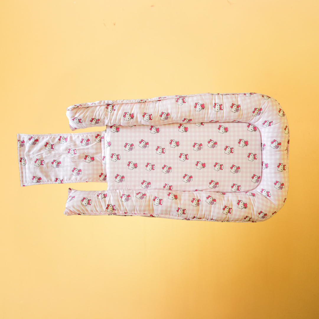 Pink Checkered Hello Kitty Baby Nest Bed