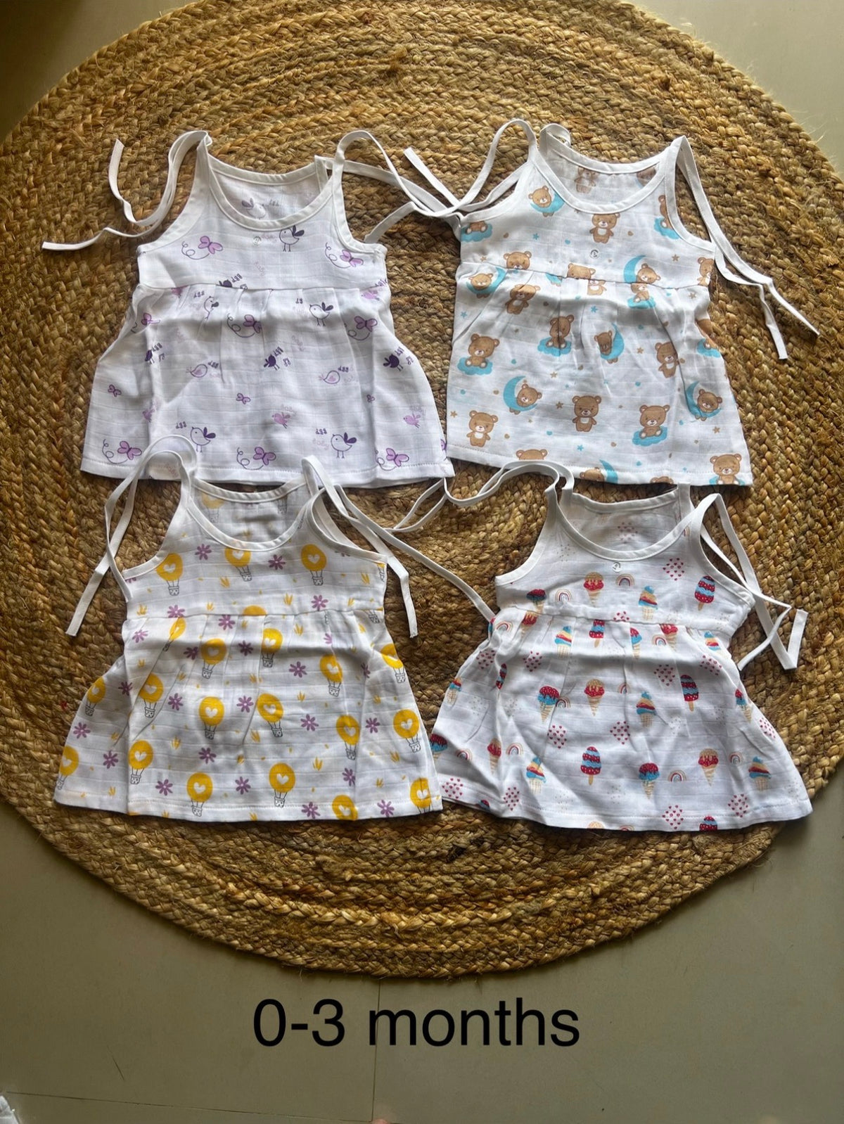 Muslin Knotted Frock (pack of 4)