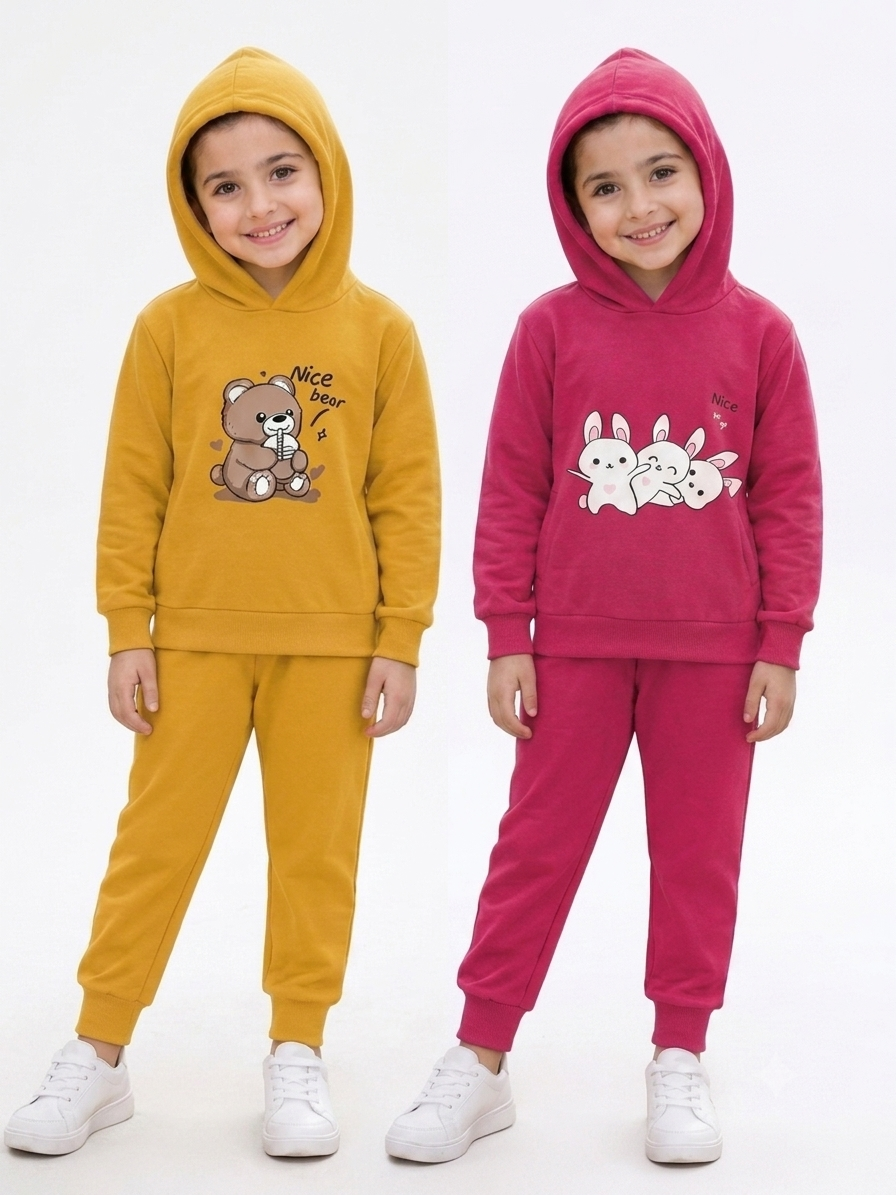 Unisex Hoodie Combo pack of 2 ( yellow and pink ) 🧸🐰