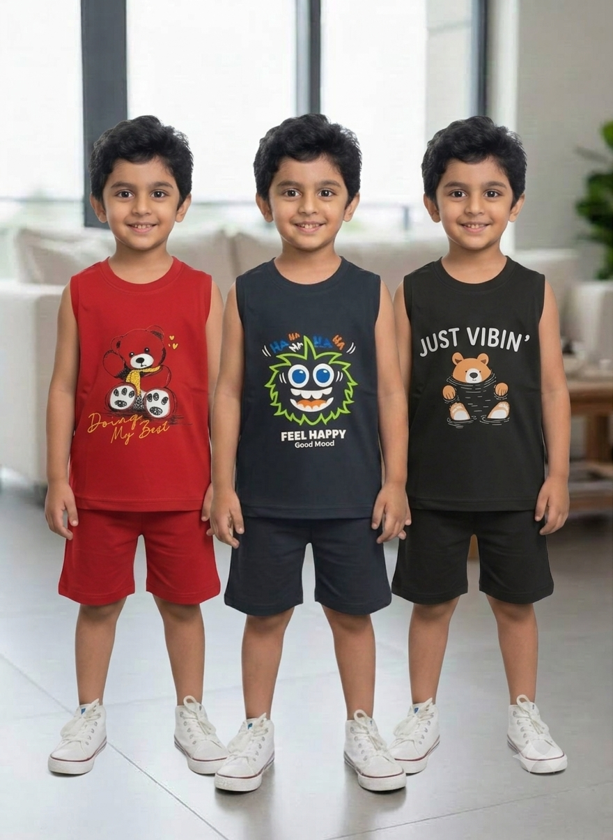 Sleeveless combo pack of 3 ( red, grey, black)