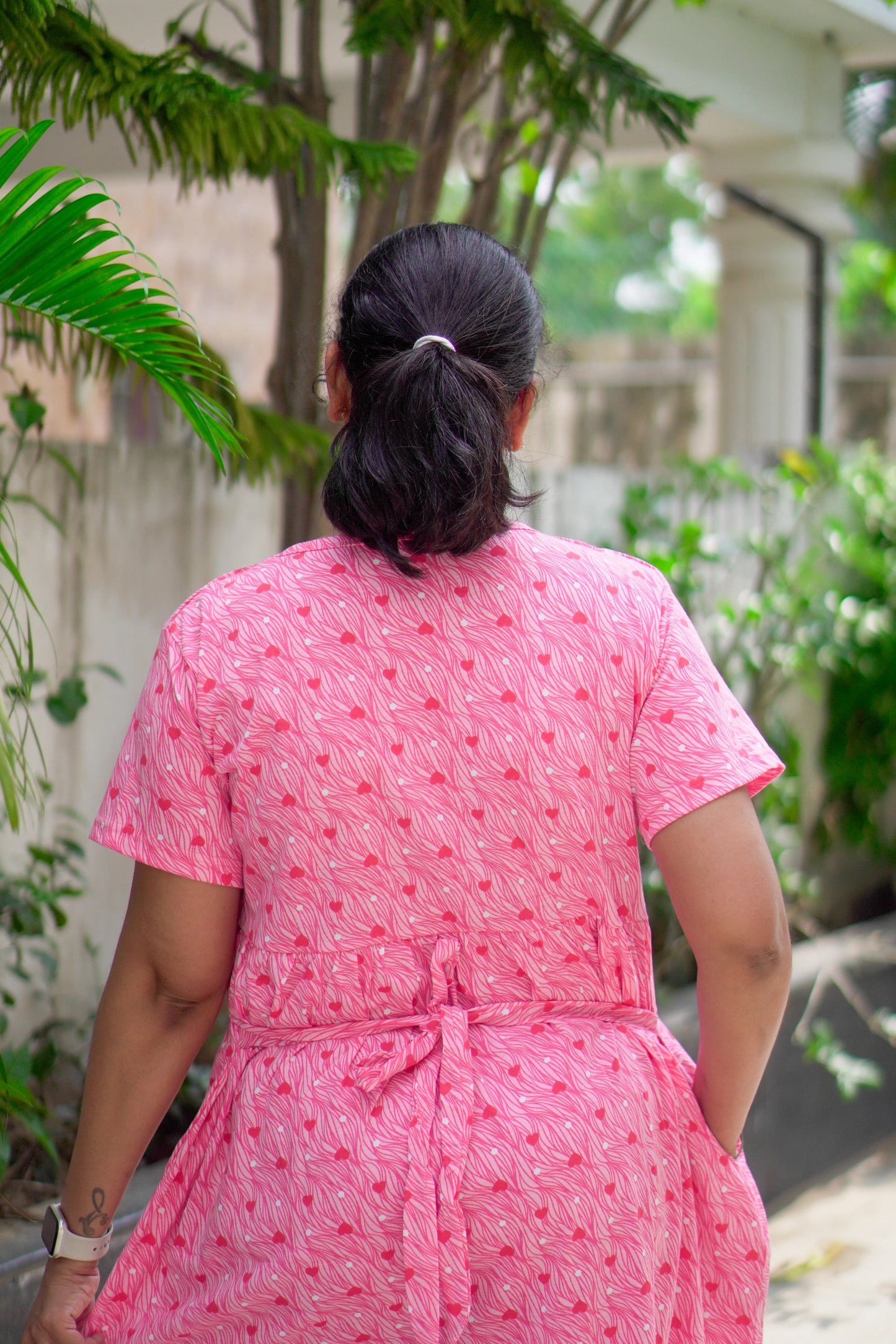 Pink Petal Feeding calf length Nighty