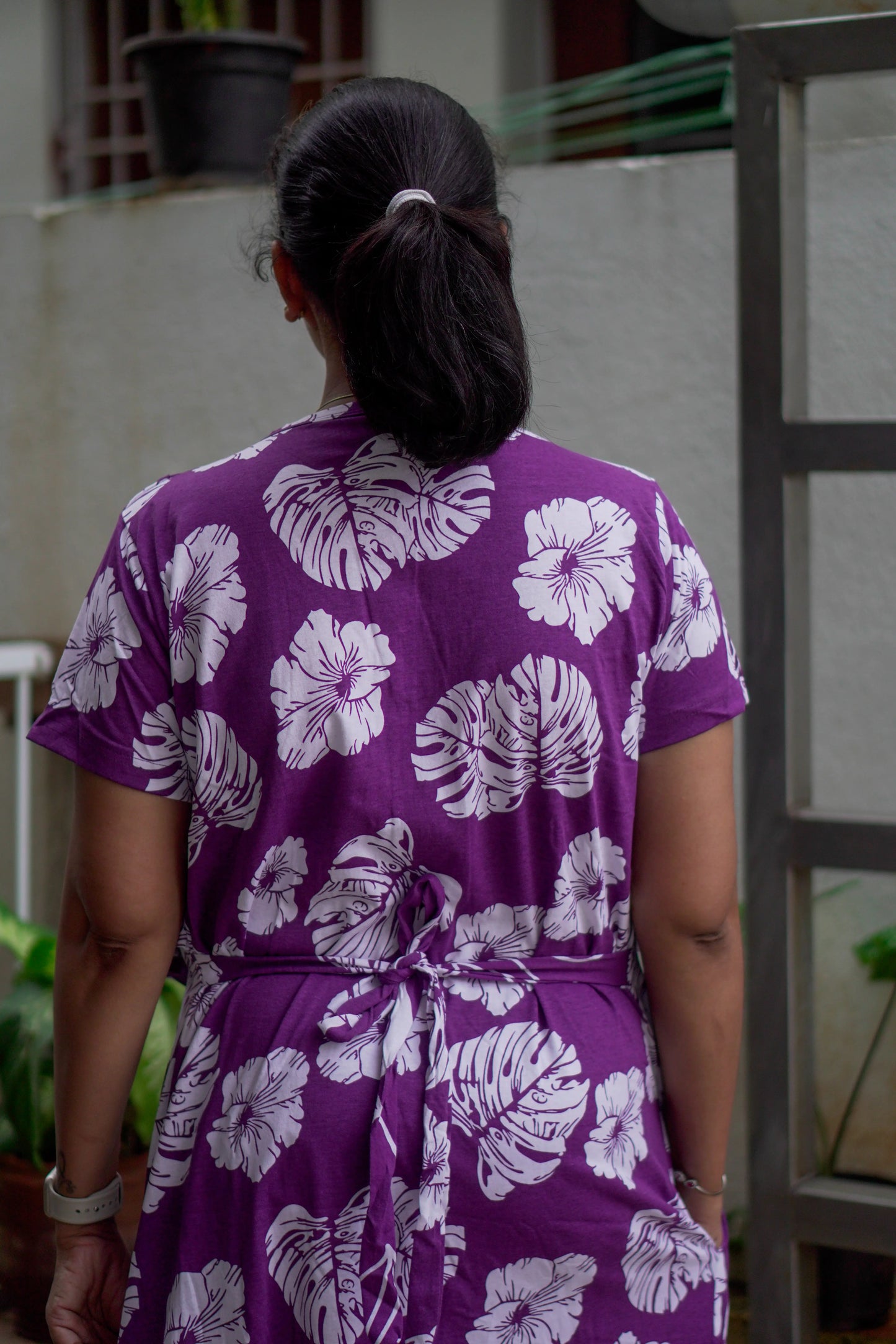 Lavender Leaf Dupatta Feeding Nighty