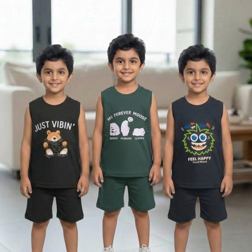 Sleeveless combo pack of 3 ( black, green, grey )