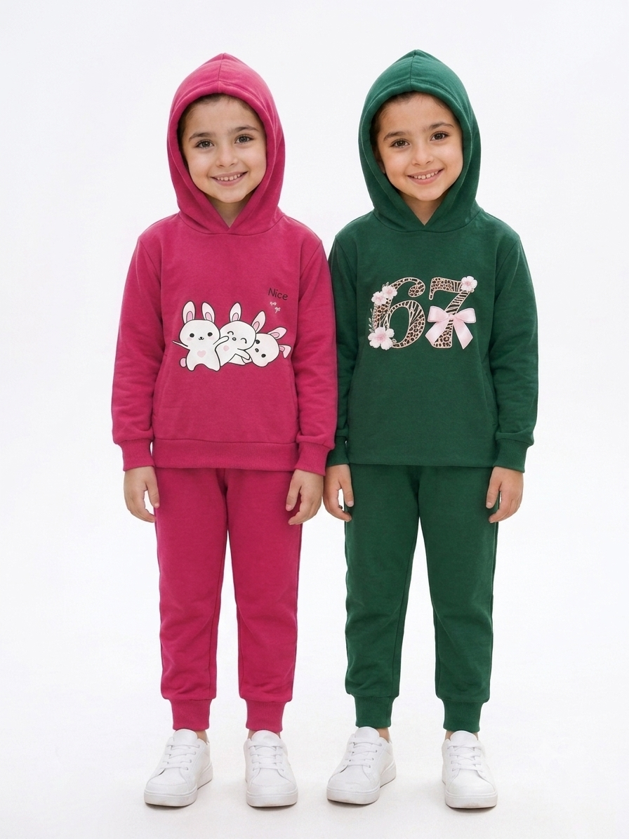 Unisex Hoodie Combo pack of 2 ( green and pink )