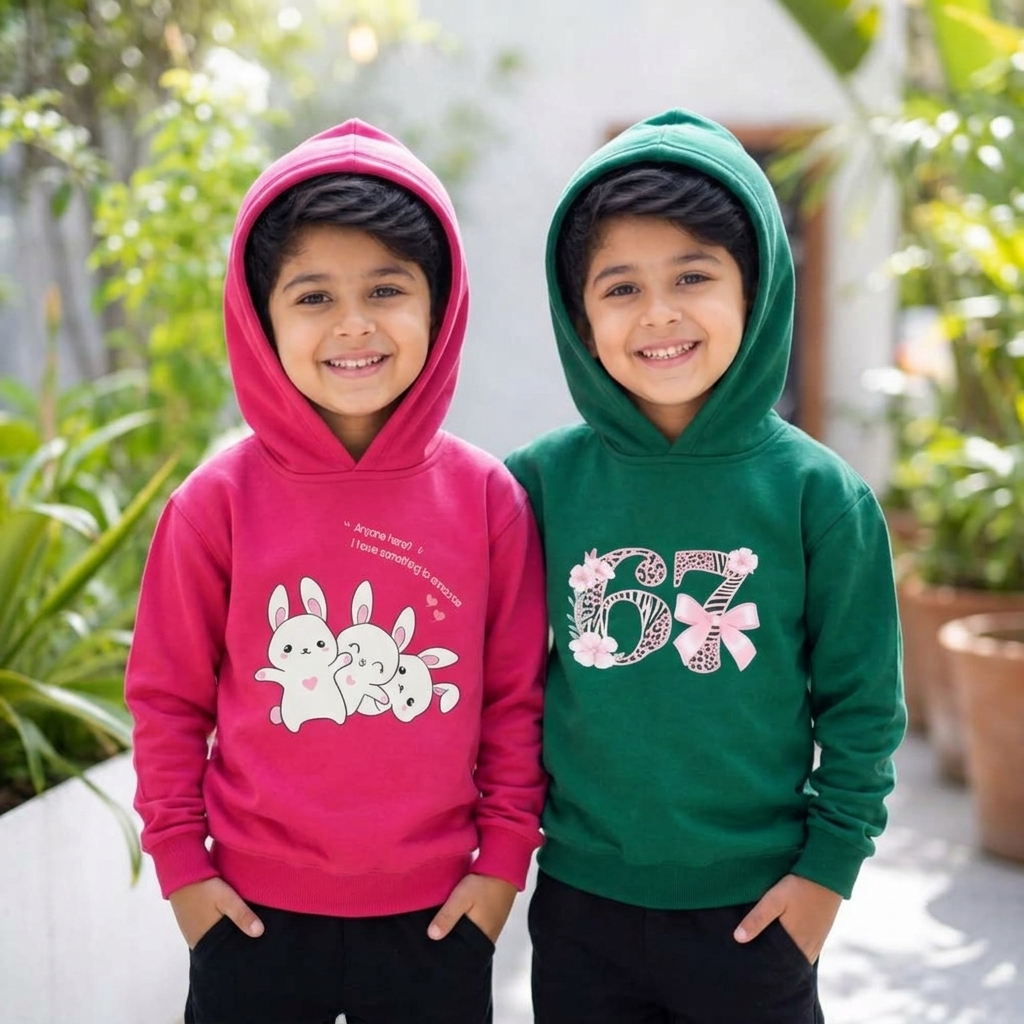 Unisex Hoodie Combo pack of 2 ( green and pink )