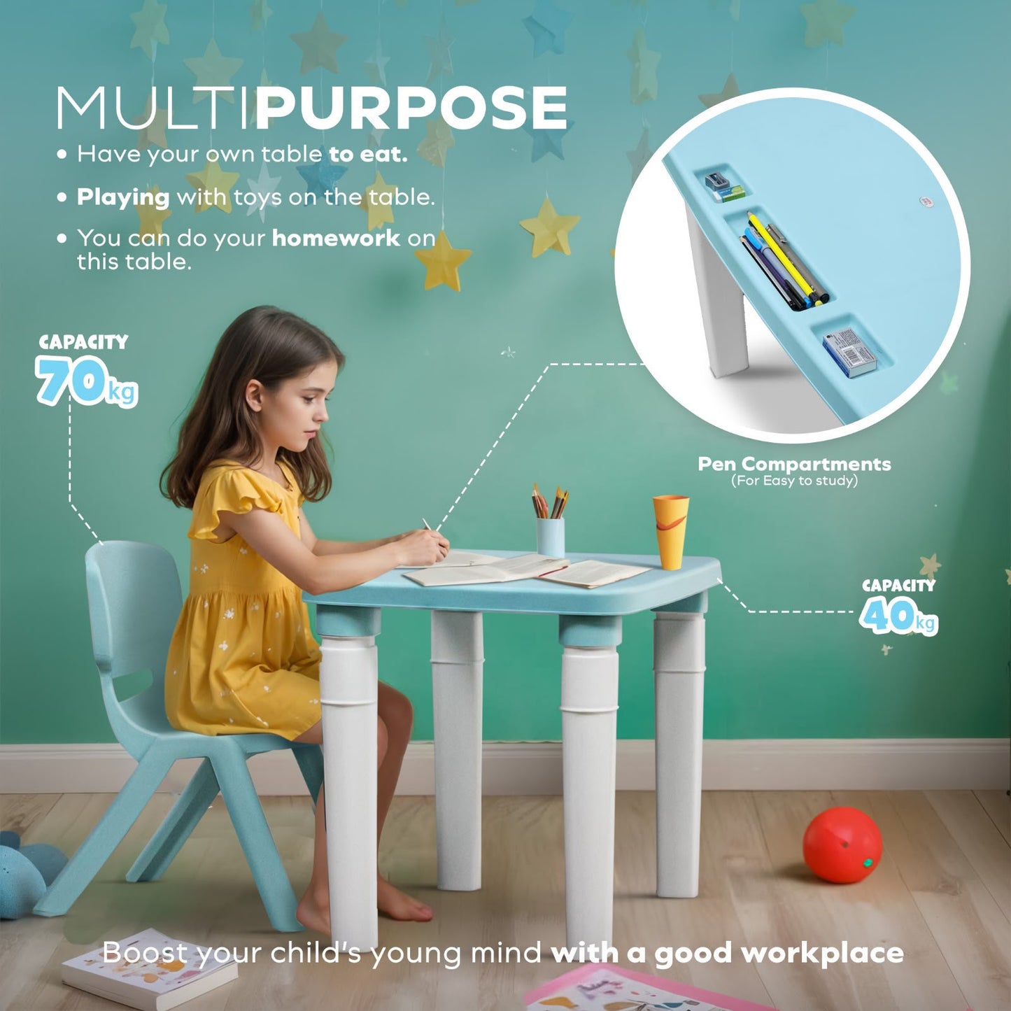 Kids Table & Chair – Strong & Durable Plastic