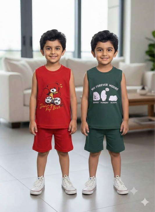 Cotton Sleeveless Combo pack of 2 ( red and green )