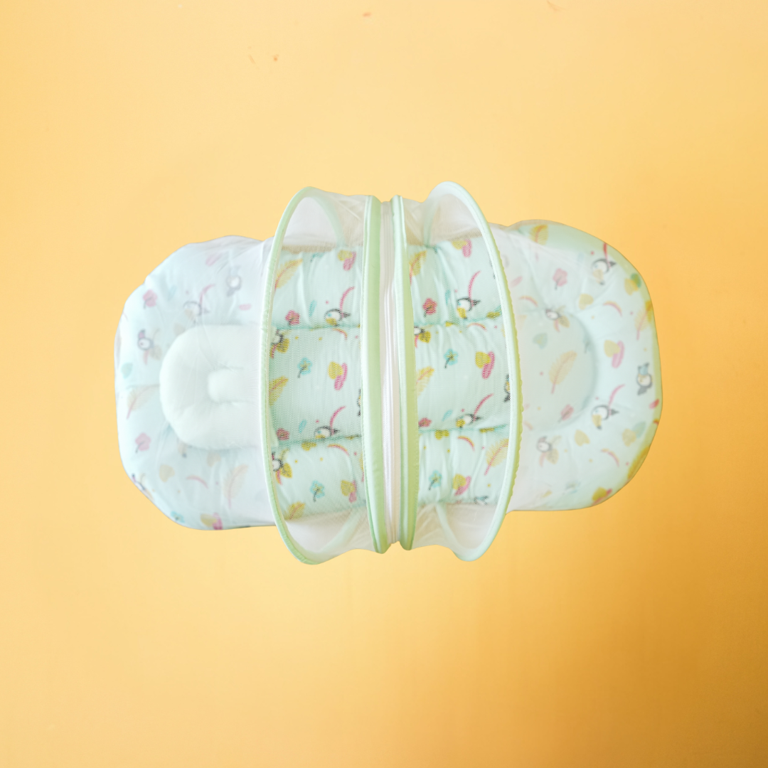 Mint Green Bird Print Baby Mosquito Net Nest Bed