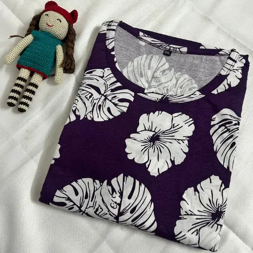 Floral White Based Feeding Nighty