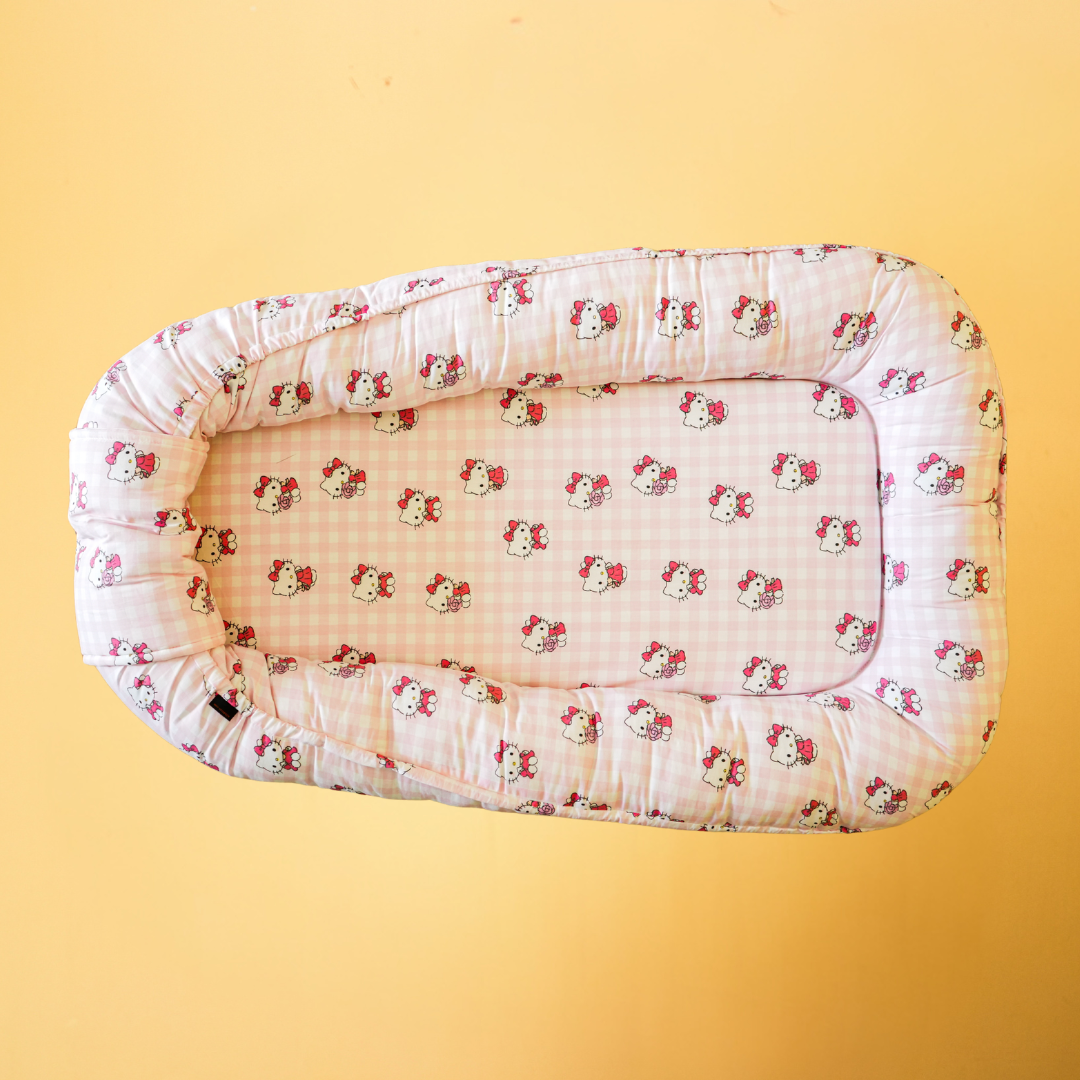 Pink Checkered Hello Kitty Baby Nest Bed
