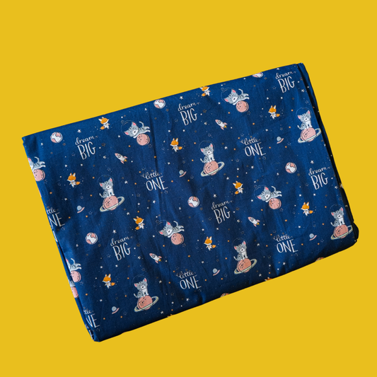 Safety Zip Thottil Poplin Cotton (Dream Big Little One – Space Theme)