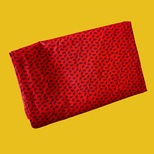Safety Zip Thottil  Poplin Cotton (Vibrant Red Leaf Print)