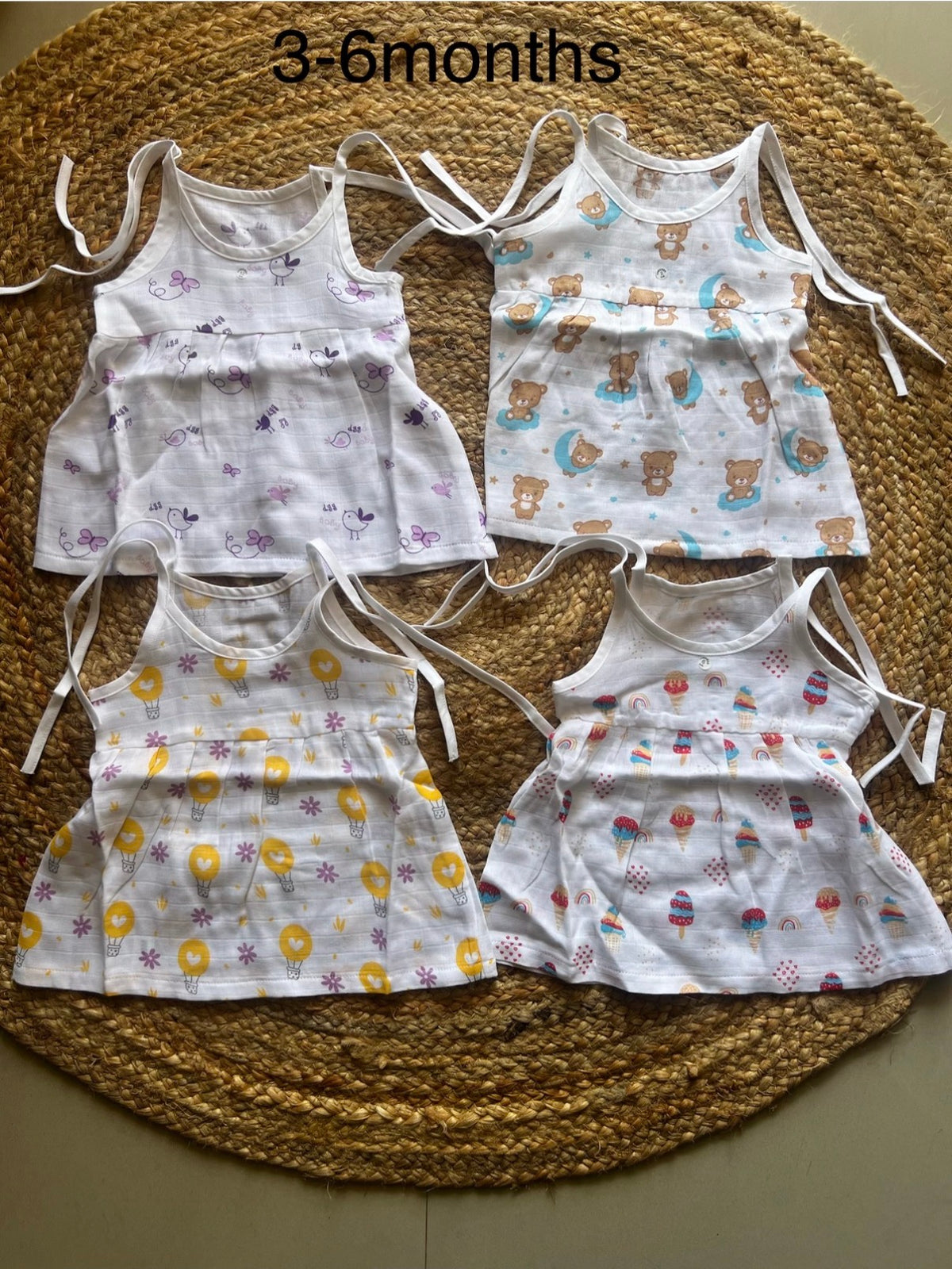 Muslin Knotted Frock (pack of 4)