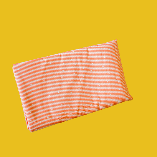 Safety Zip Thottil Poplin Cotton (Peach Stripe &amp; Dot Pattern)