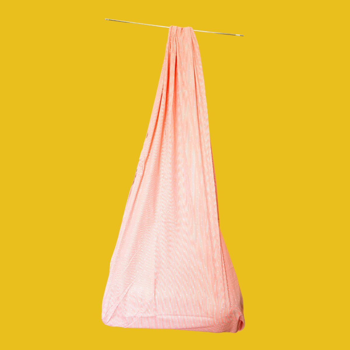 Safety Zip Thottil Poplin Cotton (Peach Stripe &amp; Dot Pattern)
