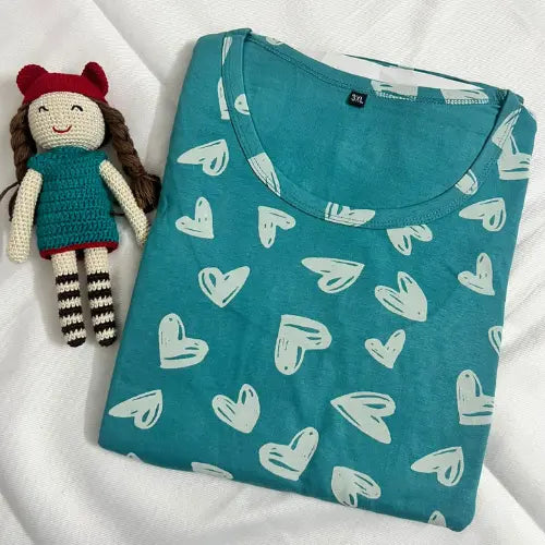 Teal Heart Feeding Nighty