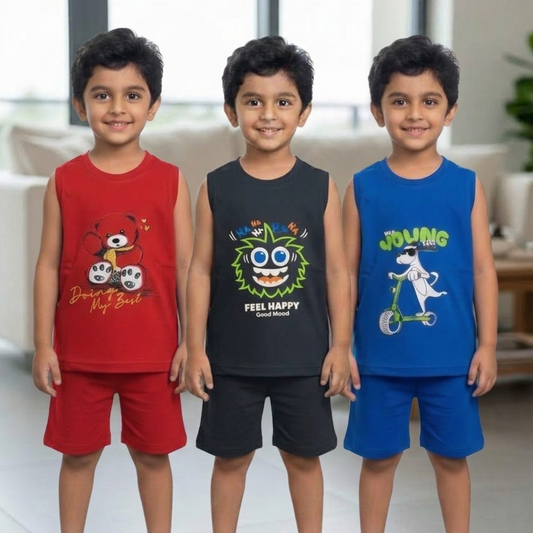 Sleeveless Combo pack of 3 ( red, grey , blue )