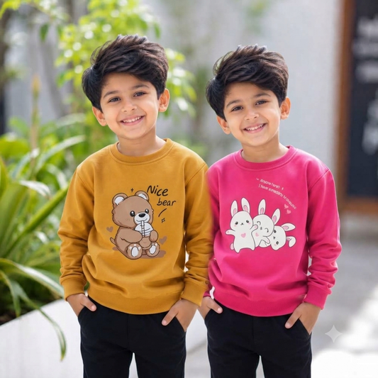 Unisex Kids Non hooded Combo pack of 2 ( yellow and pink )