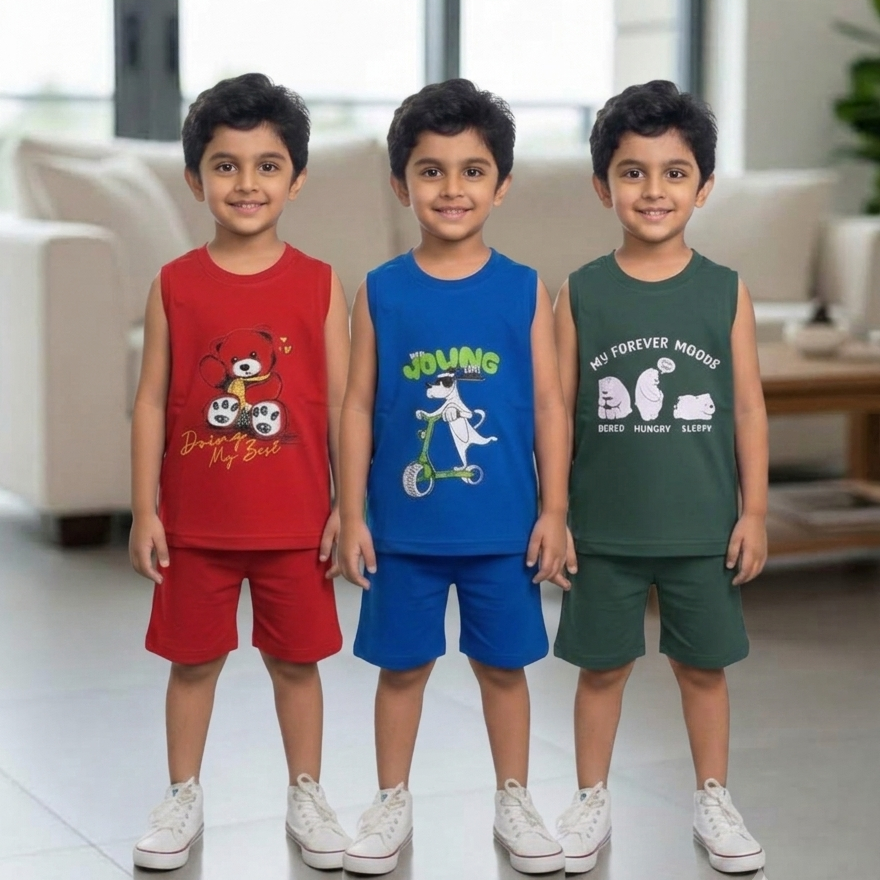 Sleeveless combo pack of 3 ( red, blue, green)
