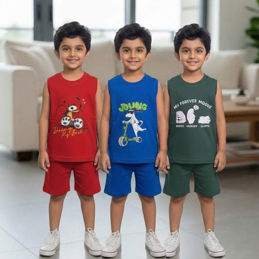 Sleeveless combo pack of 3 ( red, blue, green)