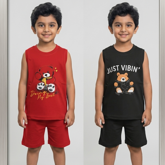 Cotton Sleeveless Combo pack of 2 ( red and black )