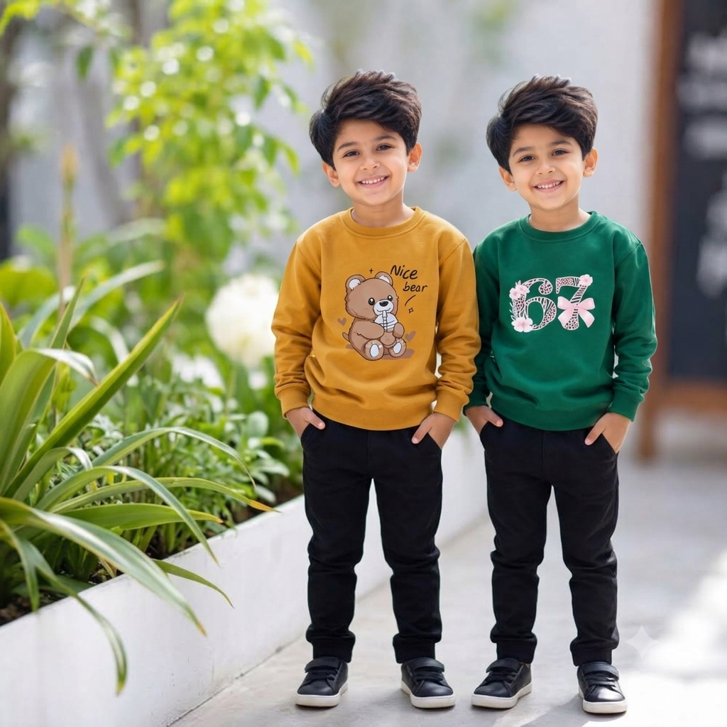 Unisex Kids Non Hooded Combo pack of 2 ( yellow and green )