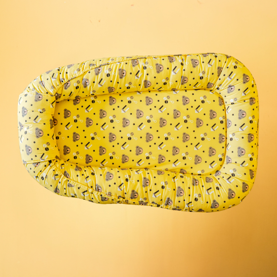 Bright Yellow Teddy Bear Baby Nest Bed