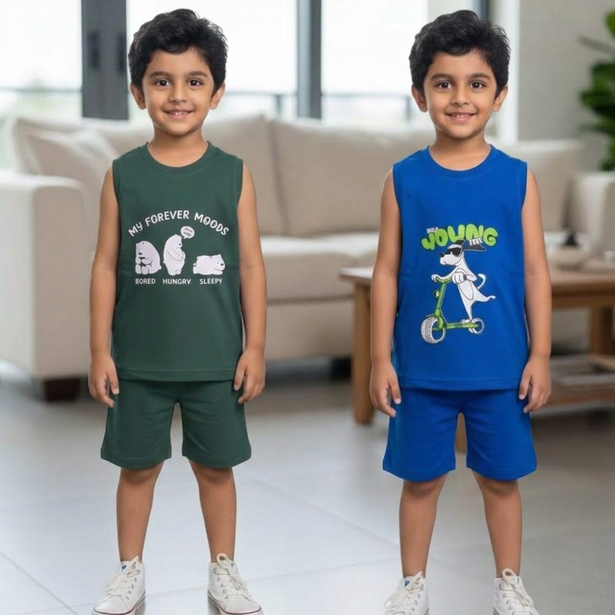 Cotton Sleeveless Combo pack of 2 ( green & blue )