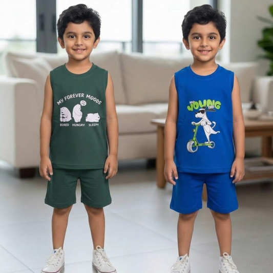 Cotton Sleeveless Combo pack of 2 ( green & blue )