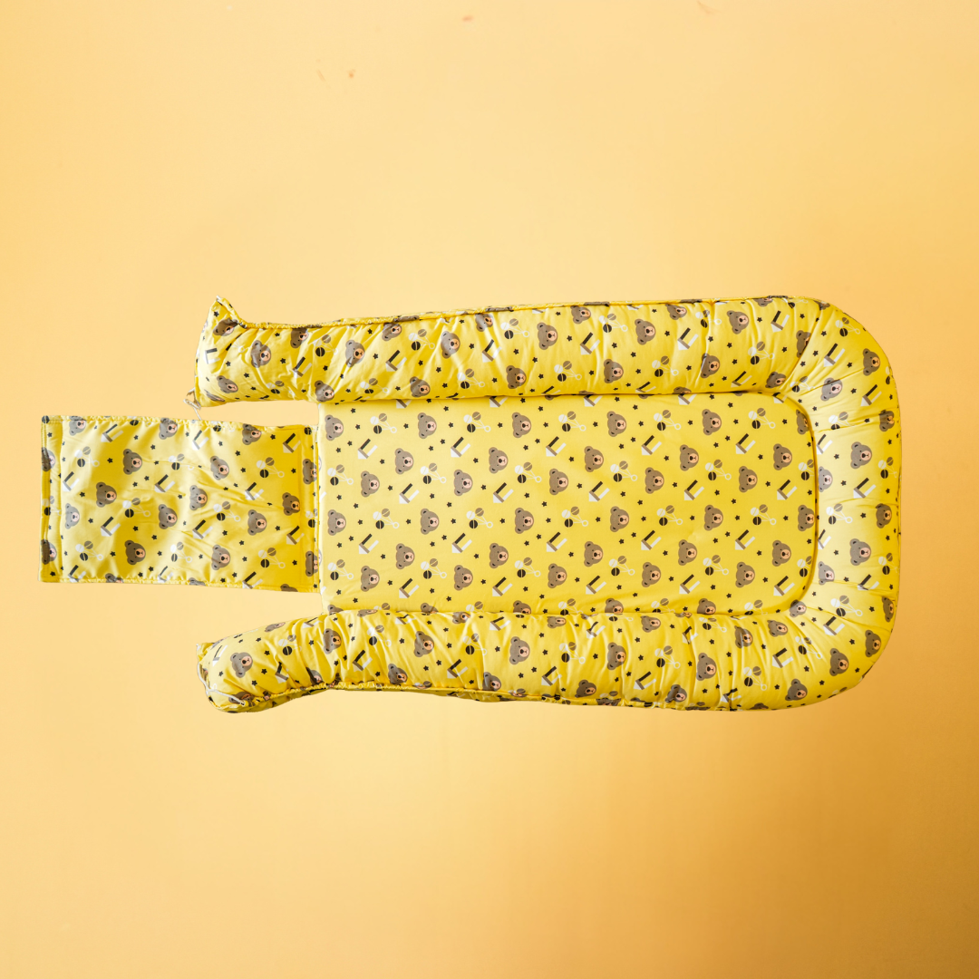 Bright Yellow Teddy Bear Baby Nest Bed