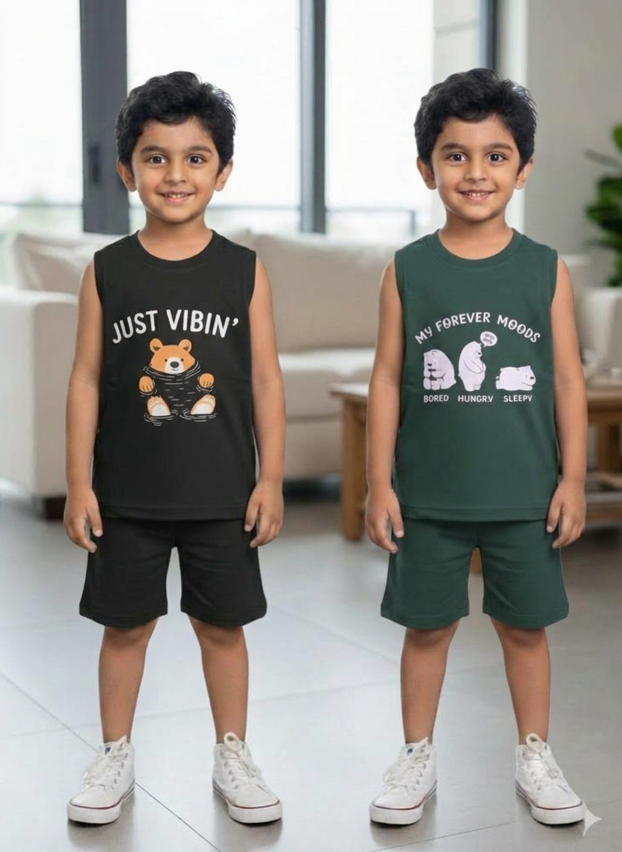 Cotton Sleeveless Combo pack of 2 ( black and green )