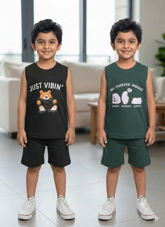 Cotton Sleeveless Combo pack of 2 ( black and green )