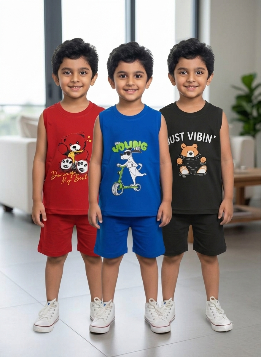 Sleeveless combo pack of 3 ( red, blue, black )