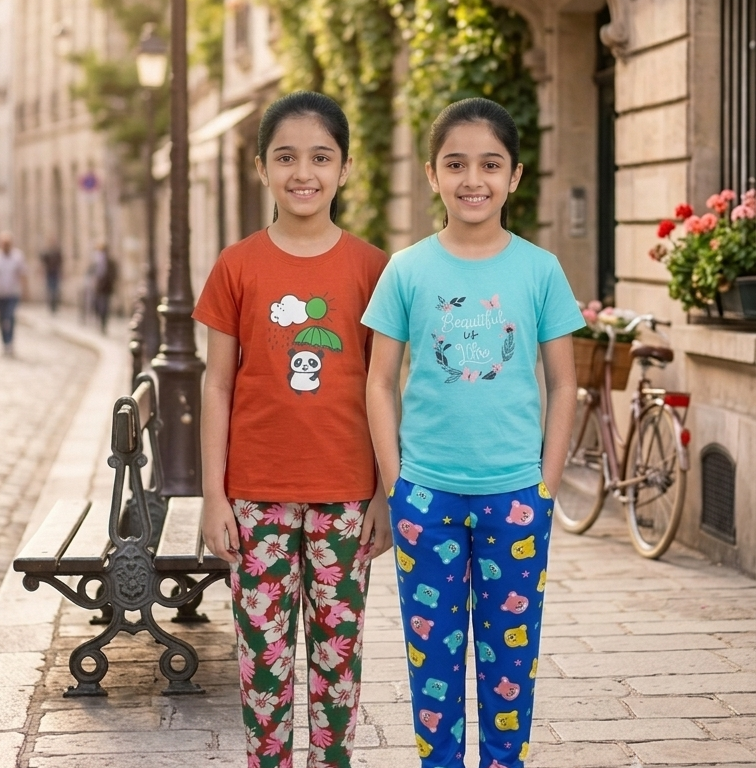Girls Cotton T-Shirt & Pant Combo pack of 2