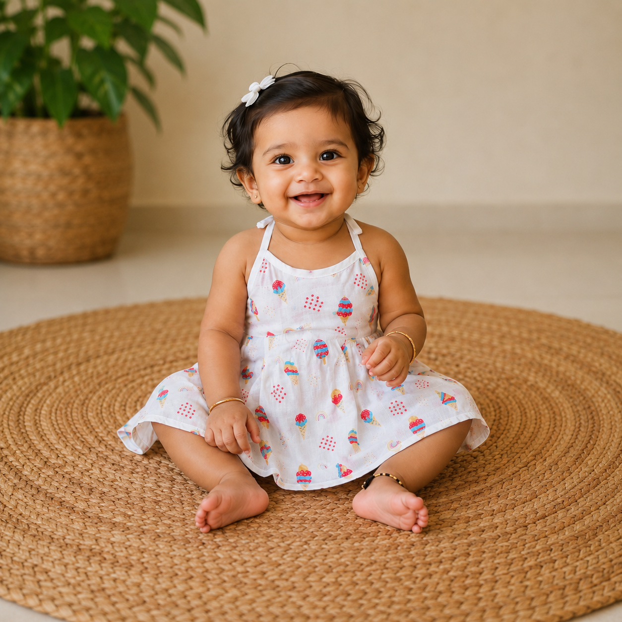 Muslin Knotted Frock for Kids (Pack of four)