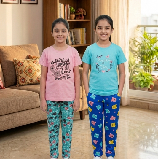 Girls Cotton T-Shirt & pant Combo pack of 2 ✨