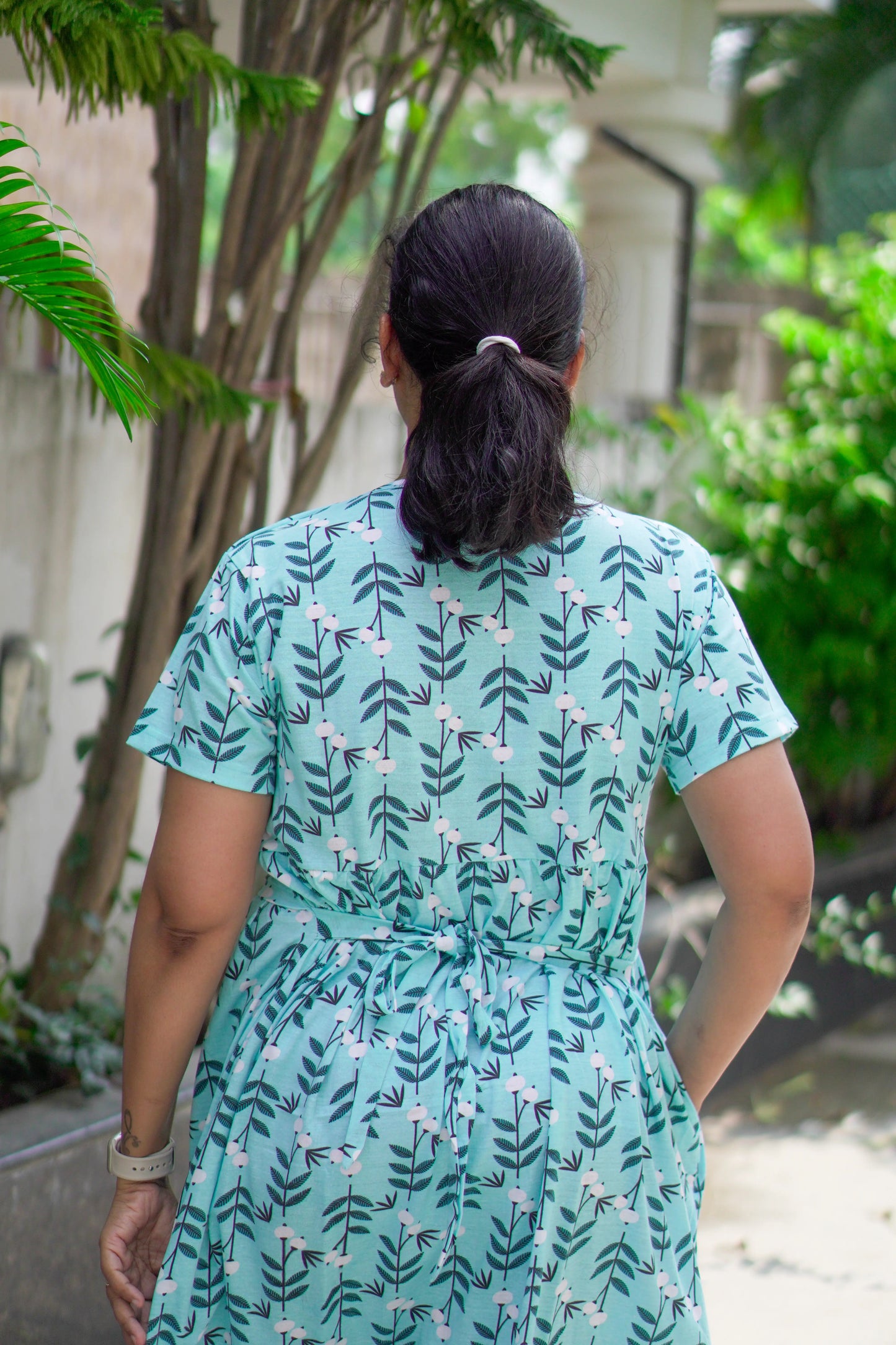Aqua Blossom Feeding calf length Nighty