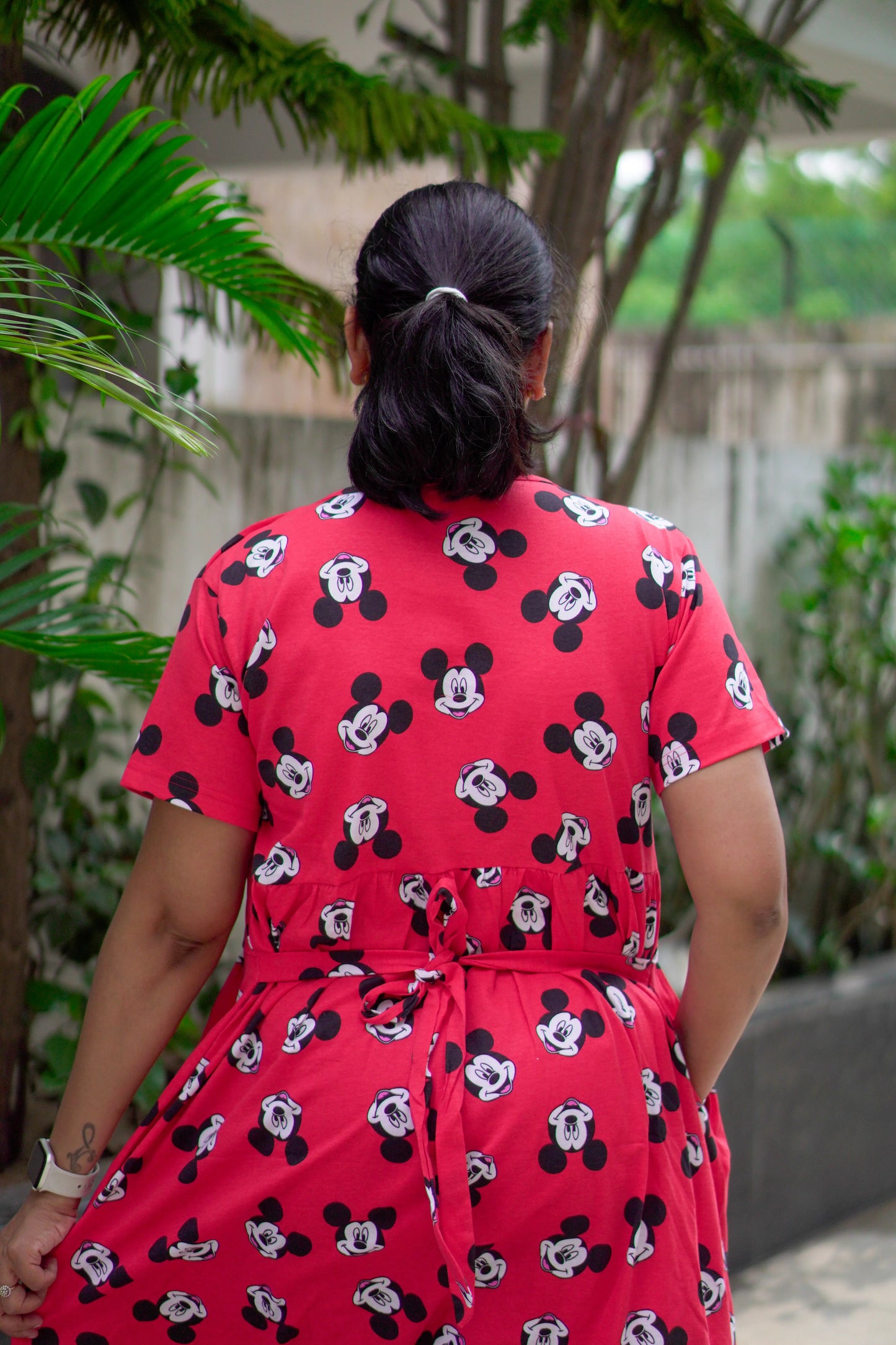 Mickey Print Feeding calf length Nighty