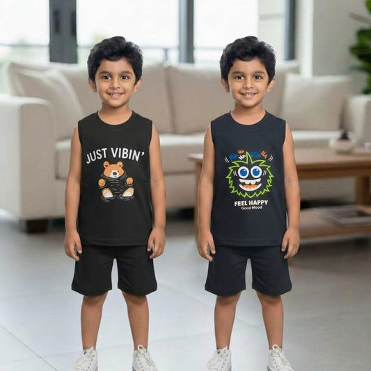 Cotton Sleeveless Combo pack of 2 ( black & grey )