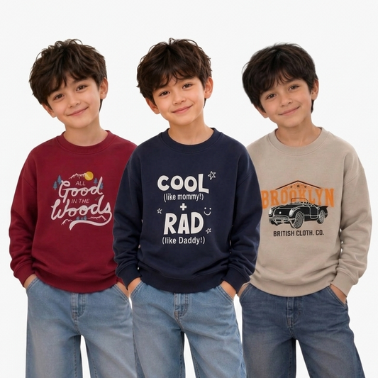 Cool Vibes Boys Sweatshirt Combo pack of 3 ( red, blue, beige)