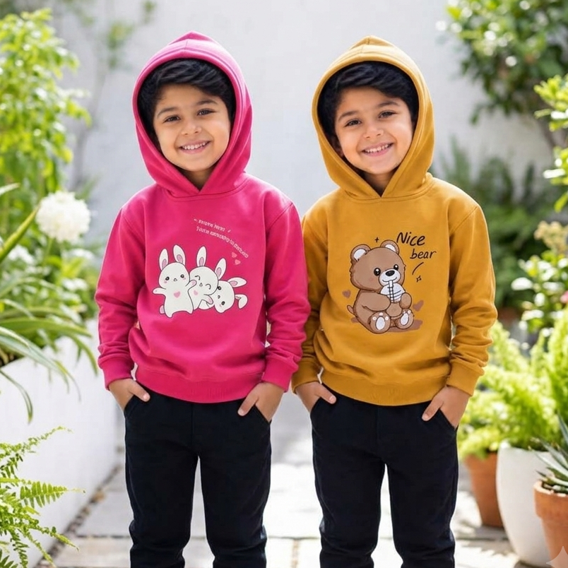 Unisex Hoodie Combo  pack of 2 ( yellow and pink ) 🧸🐰