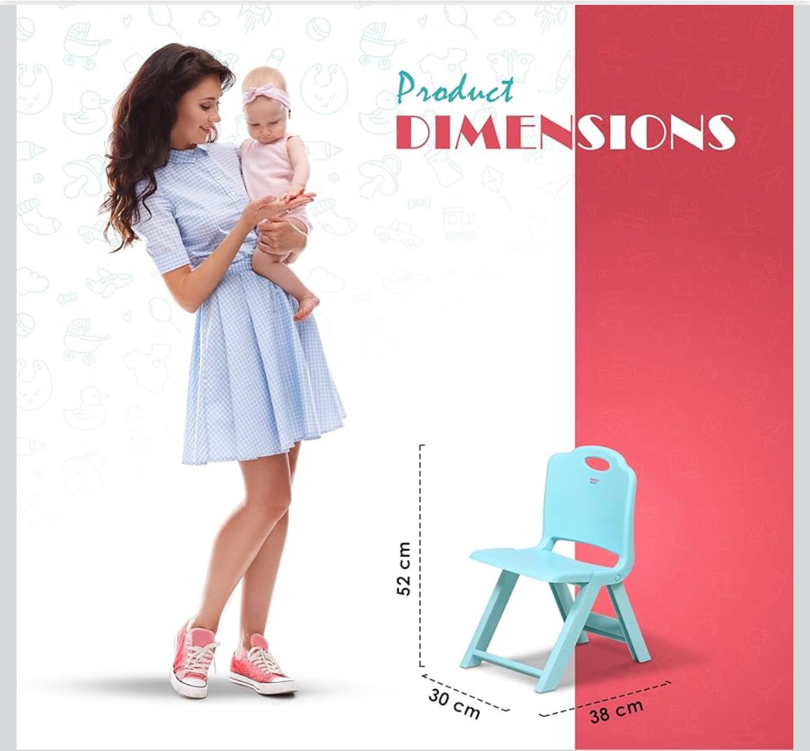 Blue & Pink Foldable Kids Chair | Push Car for 1 – 5 Years