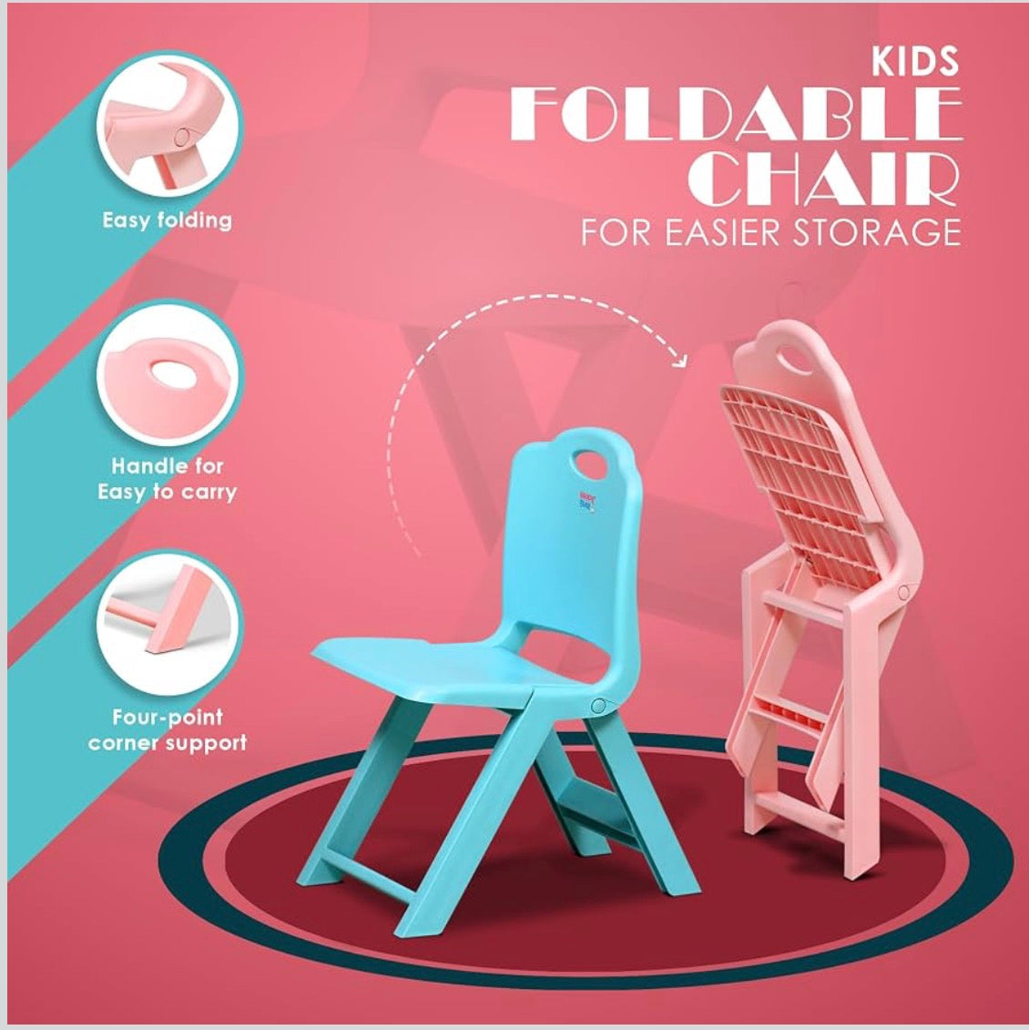 Blue & Pink Foldable Kids Chair | Push Car for 1 – 5 Years