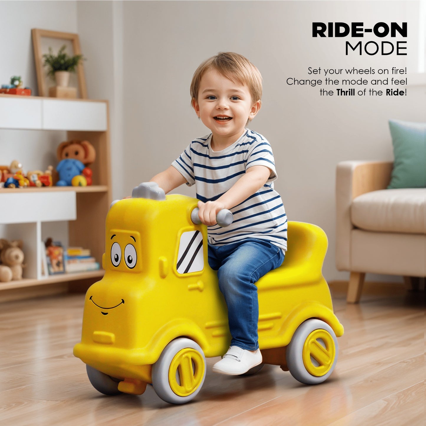 3-in-1 Rock & Roll Ride-On Push Car for Kids